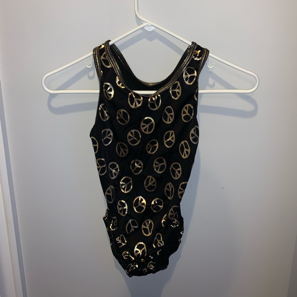 GK gymnastics leotard child black and gold